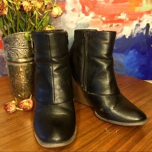 Leather Wedge Booties, 7.5